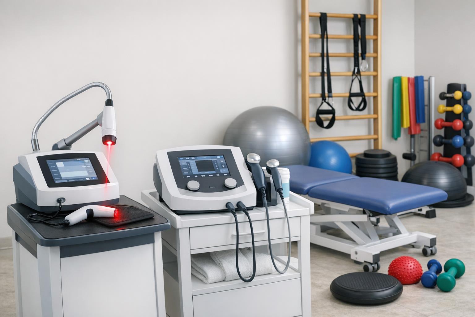 sprzęt rehabilitacyjny: laser, ultradźwięki i przyrządy do ćwiczeń