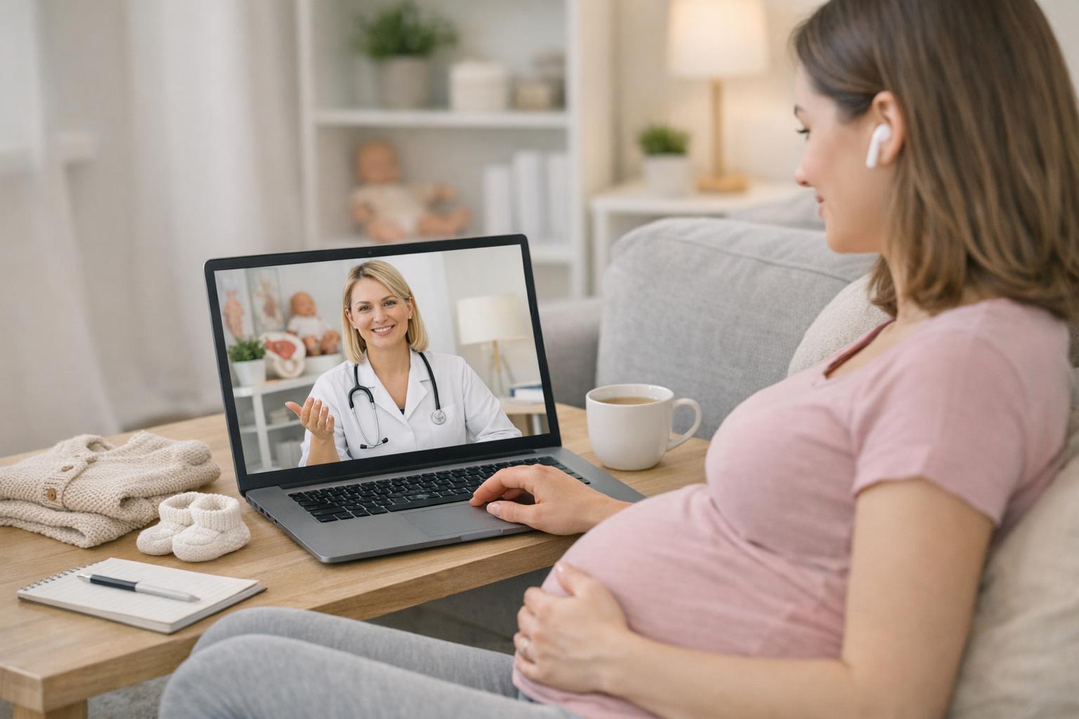 Zdjęcie konsultacji online między położną a przyszłą mamą